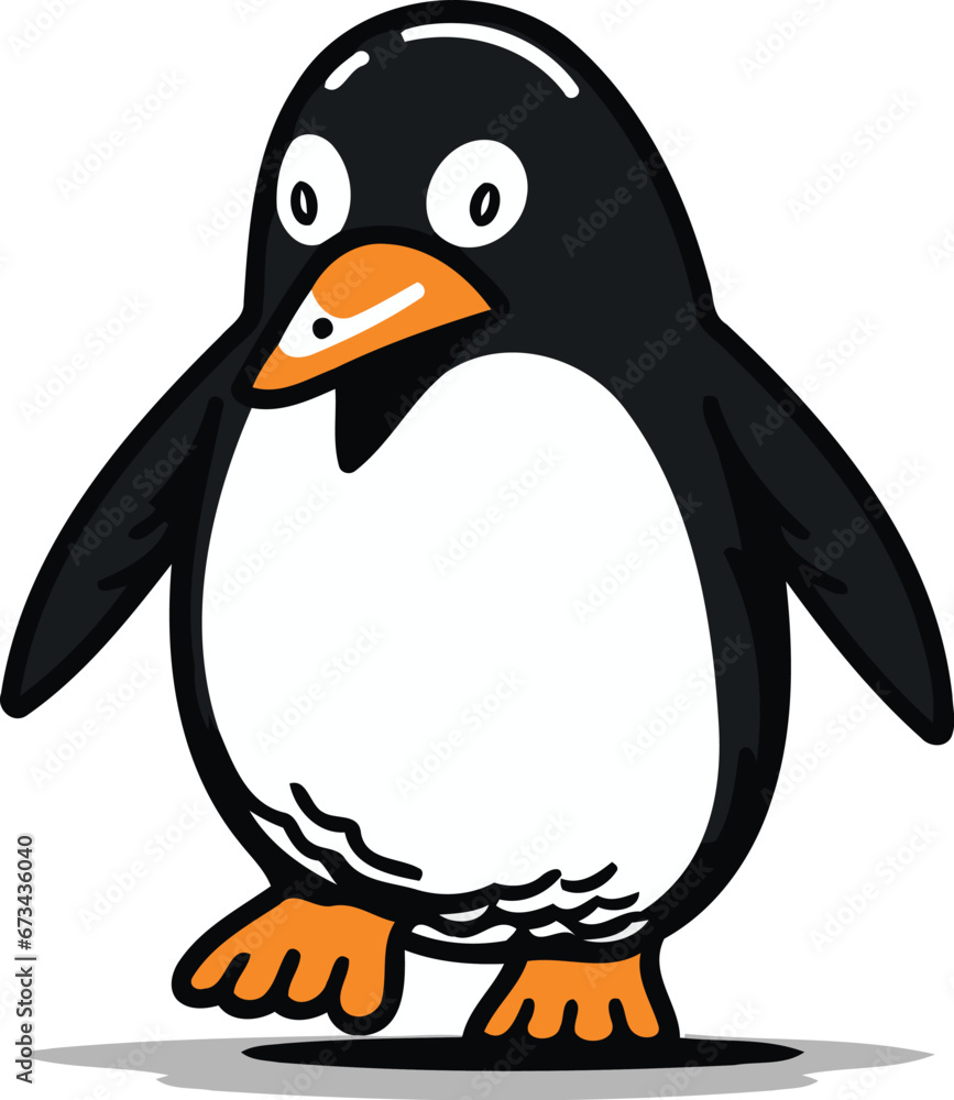 Obraz premium Cute penguin isolated on a white background. Cartoon vector illustration.