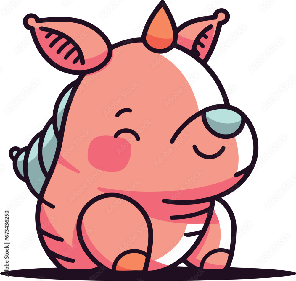 Cute cartoon rhinoceros. Vector illustration isolated on white background. Cute cartoon rhinoceros. Vector illustration isolated on white background.