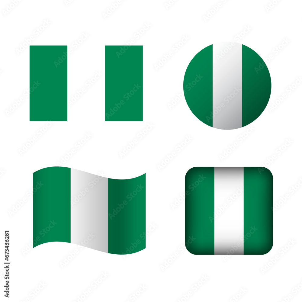 Vector Nigeria National Flag Icons Set Vector Nigeria National Flag Icons Set