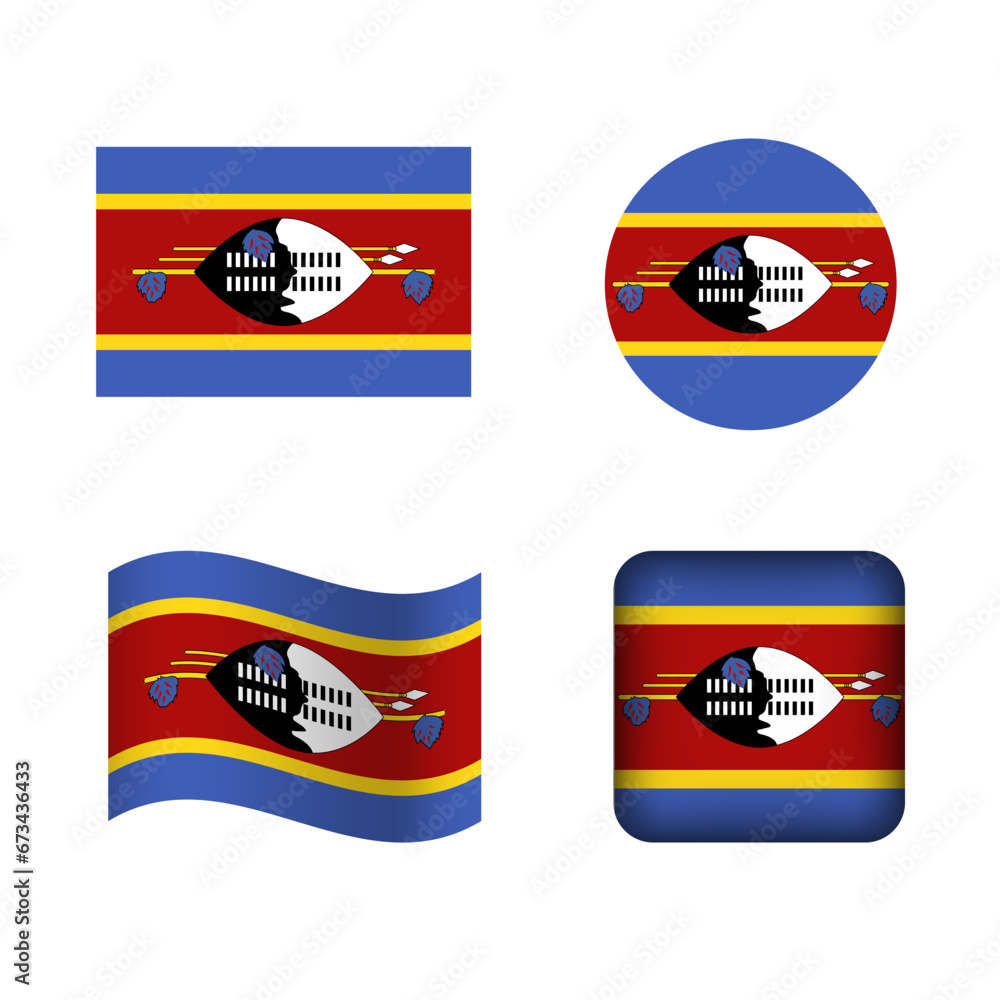 Vector Swaziland National Flag Icons Set Vector Swaziland National Flag Icons Set