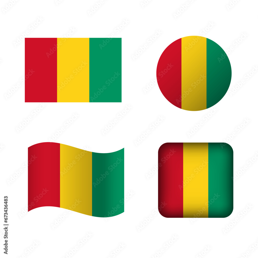 Vector Guinea National Flag Icons Set Vector Guinea National Flag Icons Set