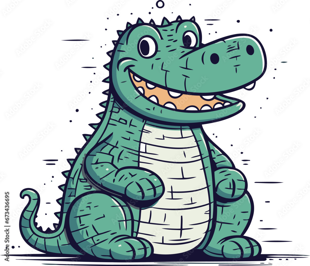 Fototapeta premium Cute crocodile. Vector illustration of a cartoon crocodile.