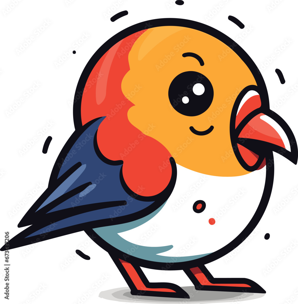 Obraz premium Vector illustration of a cute cartoon bird. Isolated on white background.