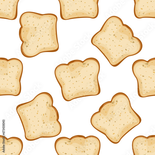 Vector seamless illustration, bakery, bread, baked goods, food, for packaging, labels or signs, textured pattern, white background.
