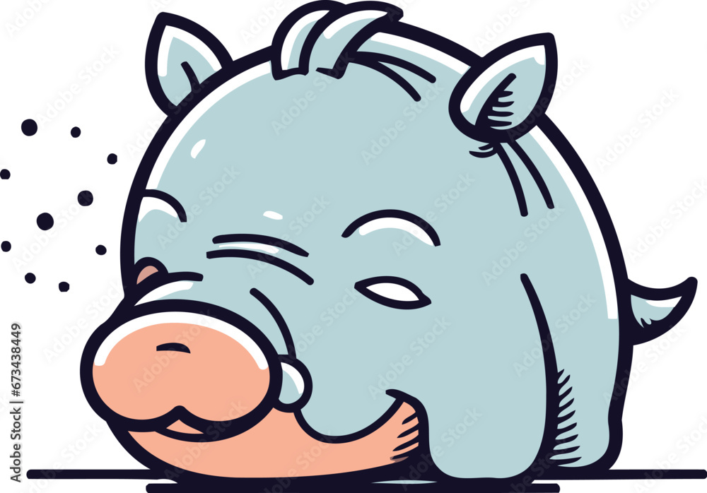 Cute cartoon pig. Vector illustration. Isolated on white background.