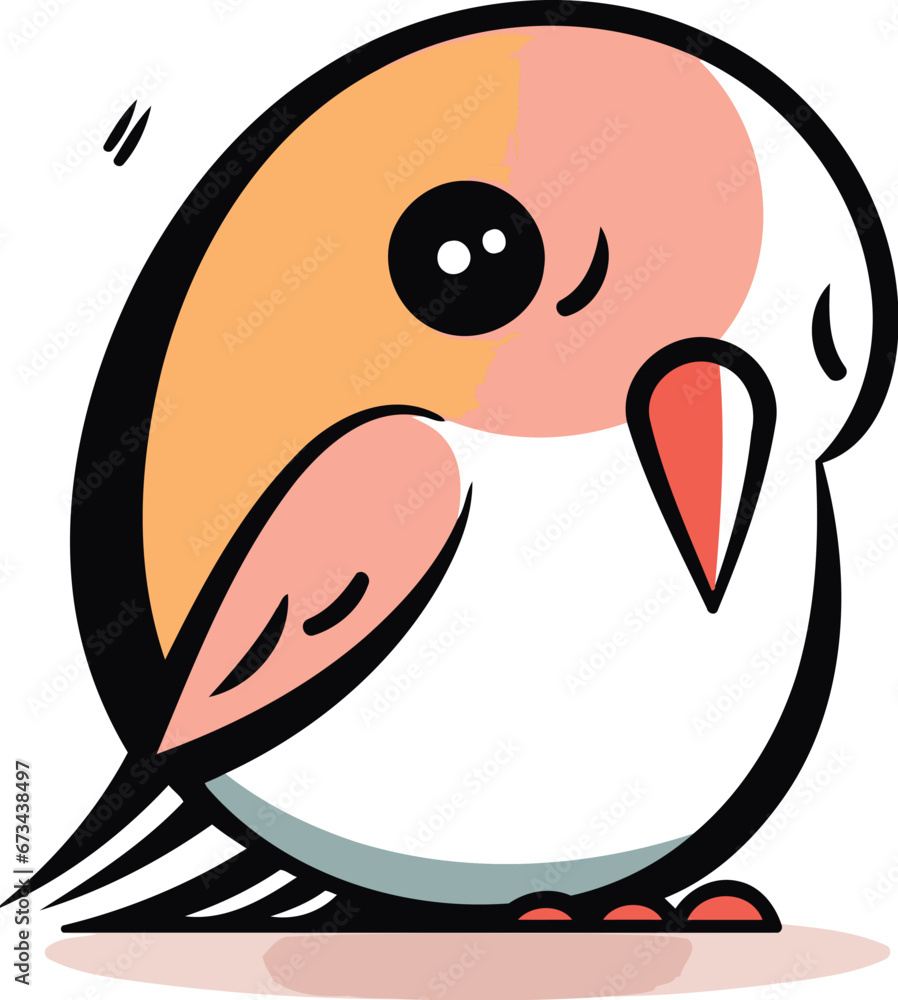 Cute cartoon bird. Vector illustration isolated on a white background. Cute cartoon bird. Vector illustration isolated on a white background.
