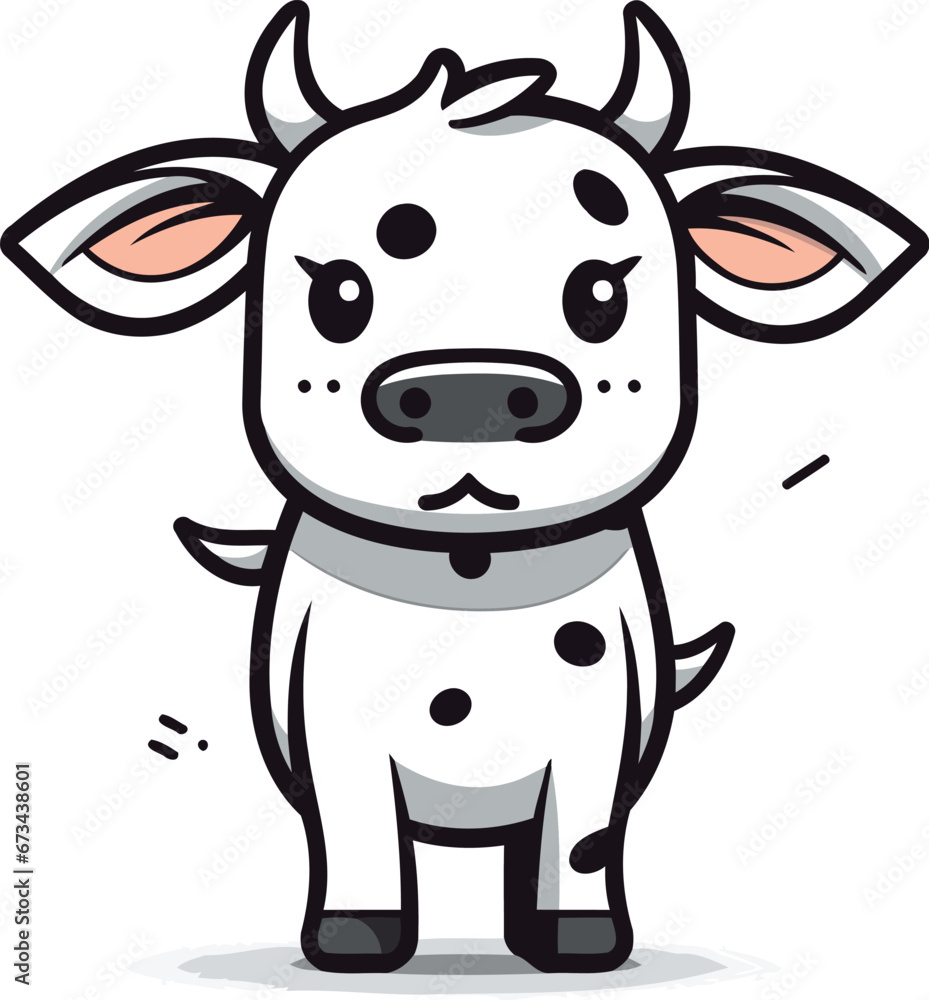 Fototapeta premium Cute Cow Vector Illustration. Cute Cartoon Farm Animal Character