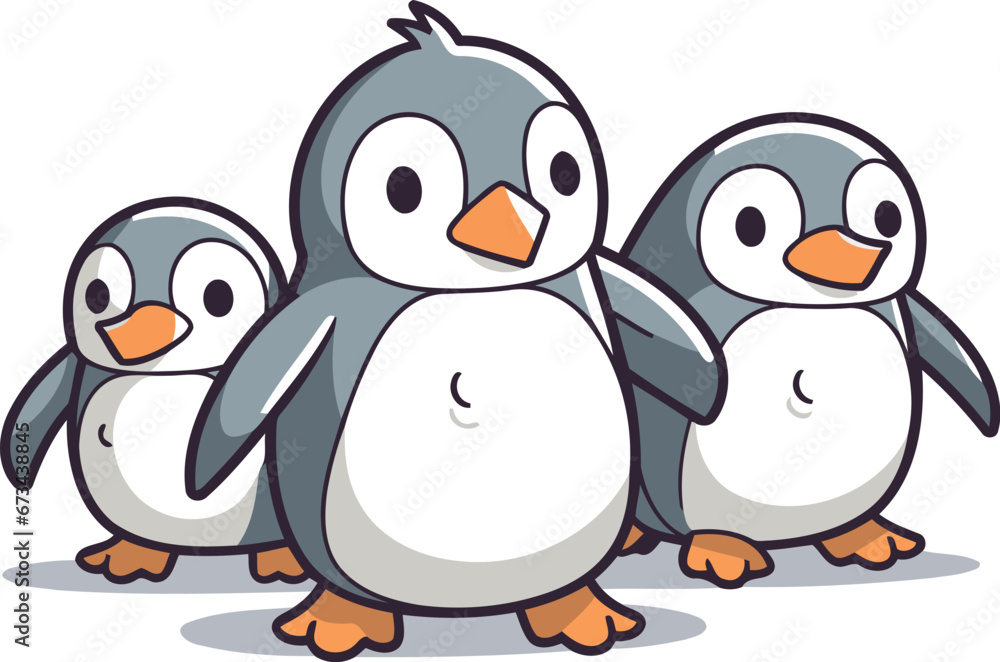 Fototapeta premium Penguin family character cartoon style vector illustration for your graphic design