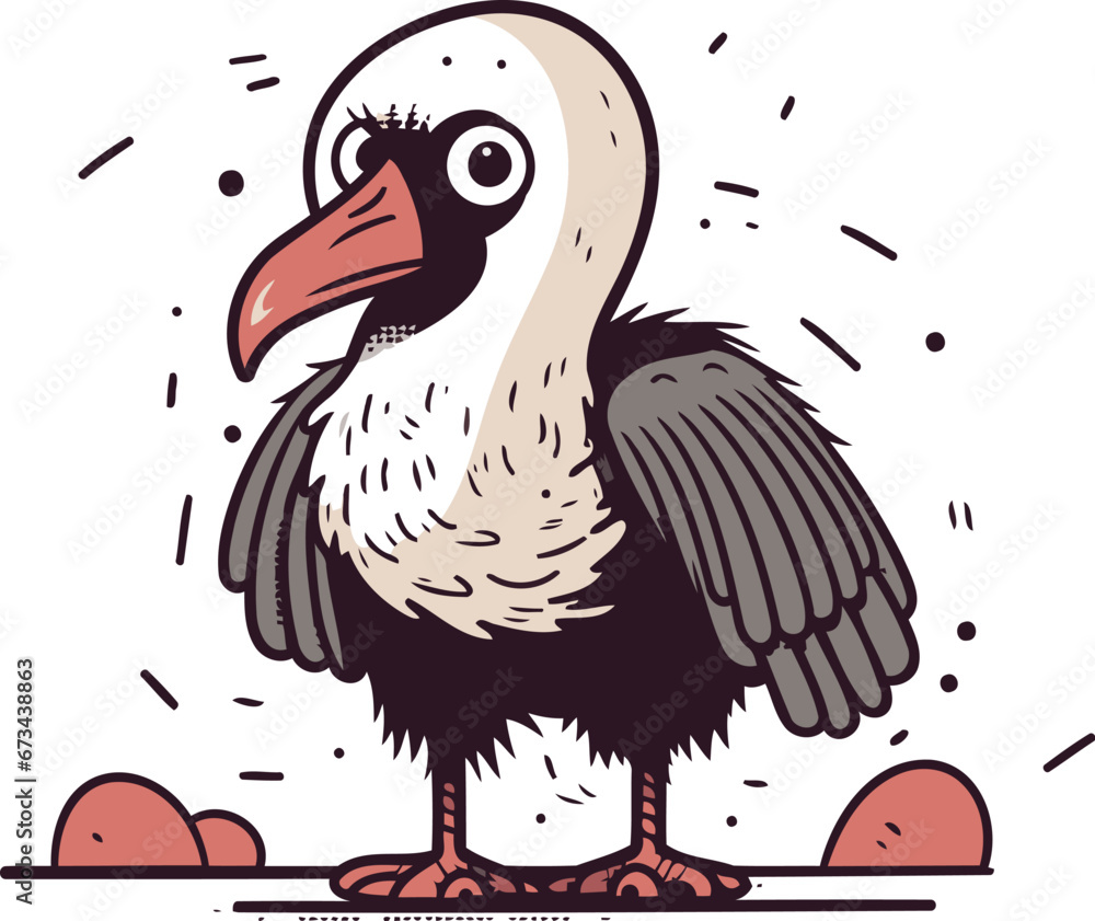 Vector illustration of a vulture on a white background. Isolated. Vector illustration of a vulture on a white background. Isolated.
