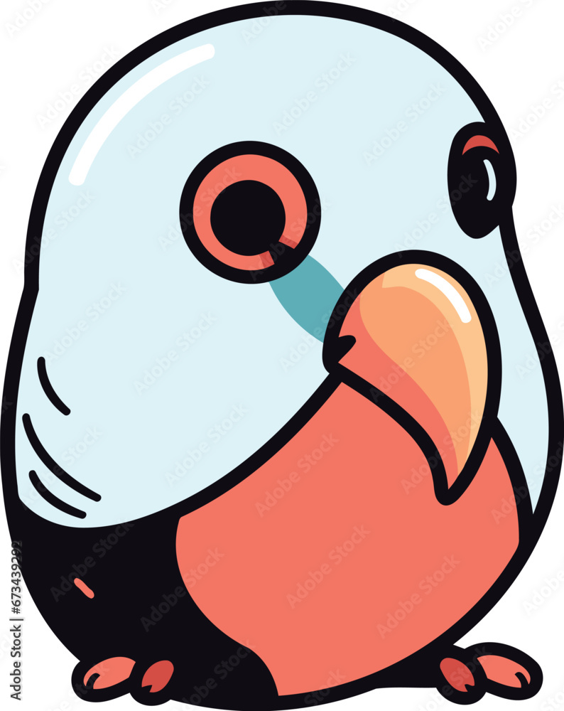 Fototapeta premium Cute cartoon parrot. Vector illustration isolated on white background.