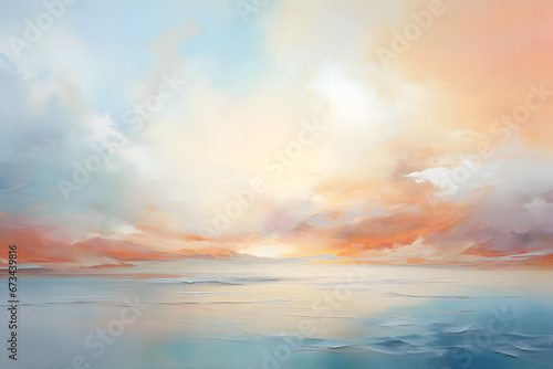 Ethereal Horizon Serenity, abstract landscape art, painting background, wallpaper, generative ai