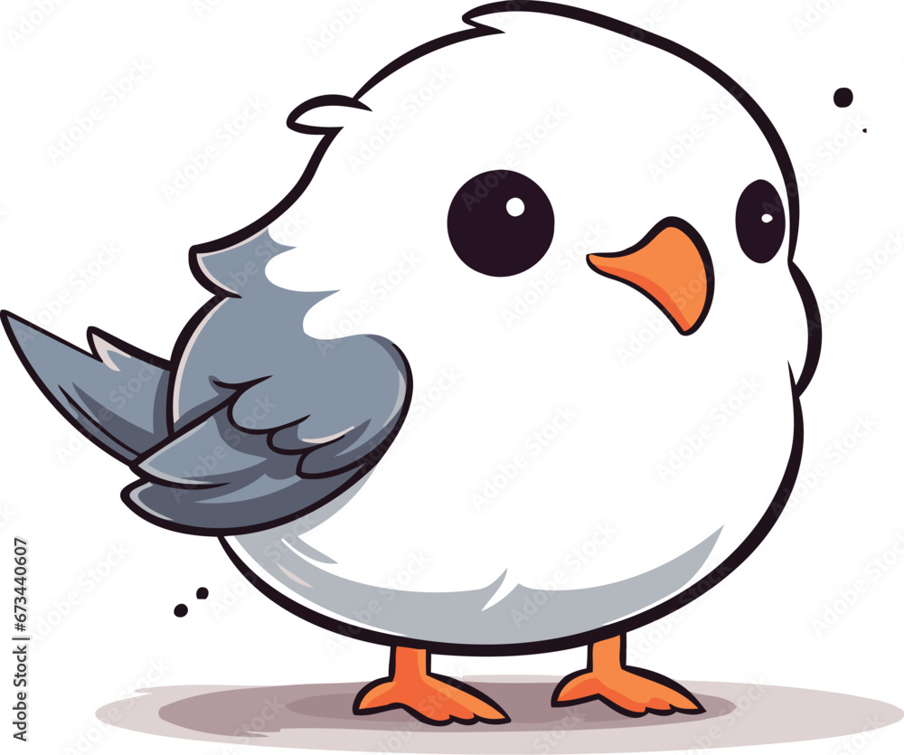 Vector illustration of a cute bird. Isolated on white background.