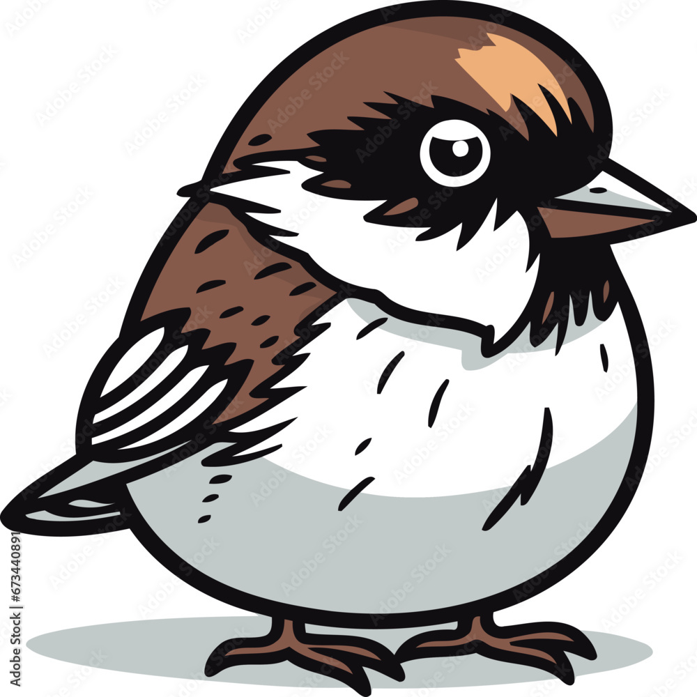 Sparrow. Cartoon illustration of a sparrow. Vector illustration. Sparrow. Cartoon illustration of a sparrow. Vector illustration.