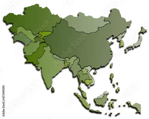 ASIA MAP CONTINENT 3D MAP