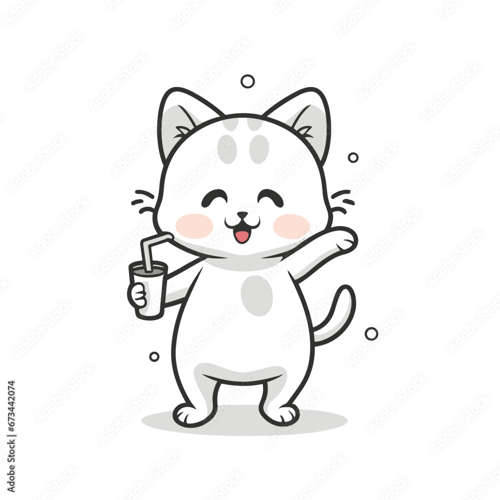 Cute Kawaii Cat Vector Illustrations Cute Kawaii Cat Vector Illustrations