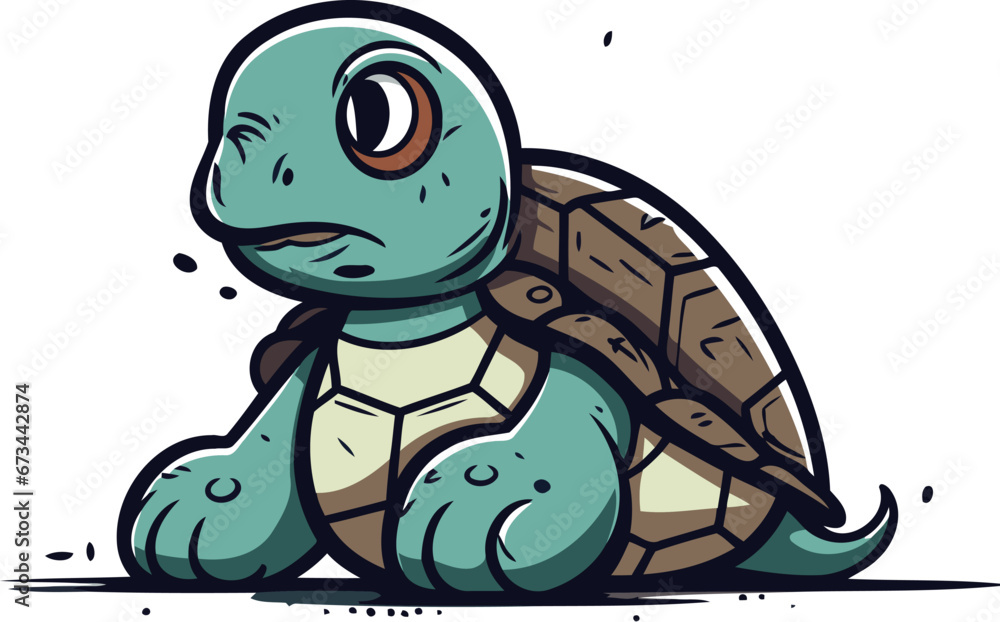 Obraz premium Cartoon turtle. Vector illustration on white background. Isolated.