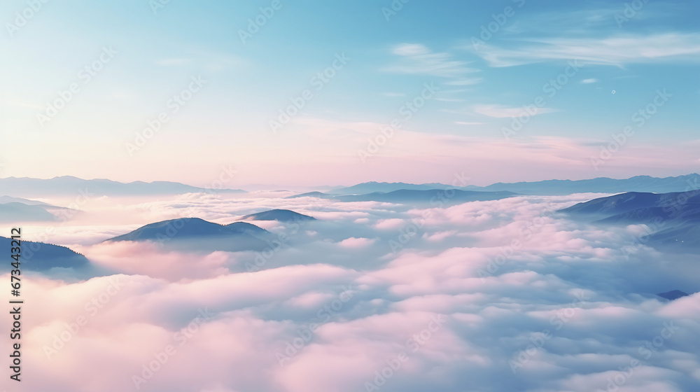 Obraz premium Sky's Embrace Drone Shot Above the Clouds