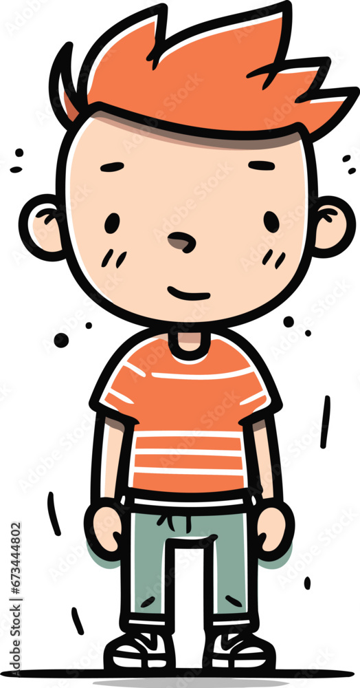 Vector illustration of a little boy in casual clothes. Cartoon character. Vector illustration of a little boy in casual clothes. Cartoon character.