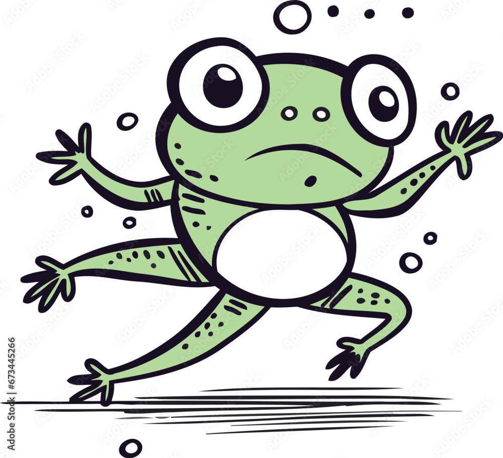 Obraz premium Frog jumping in the air. Vector illustration on a white background.