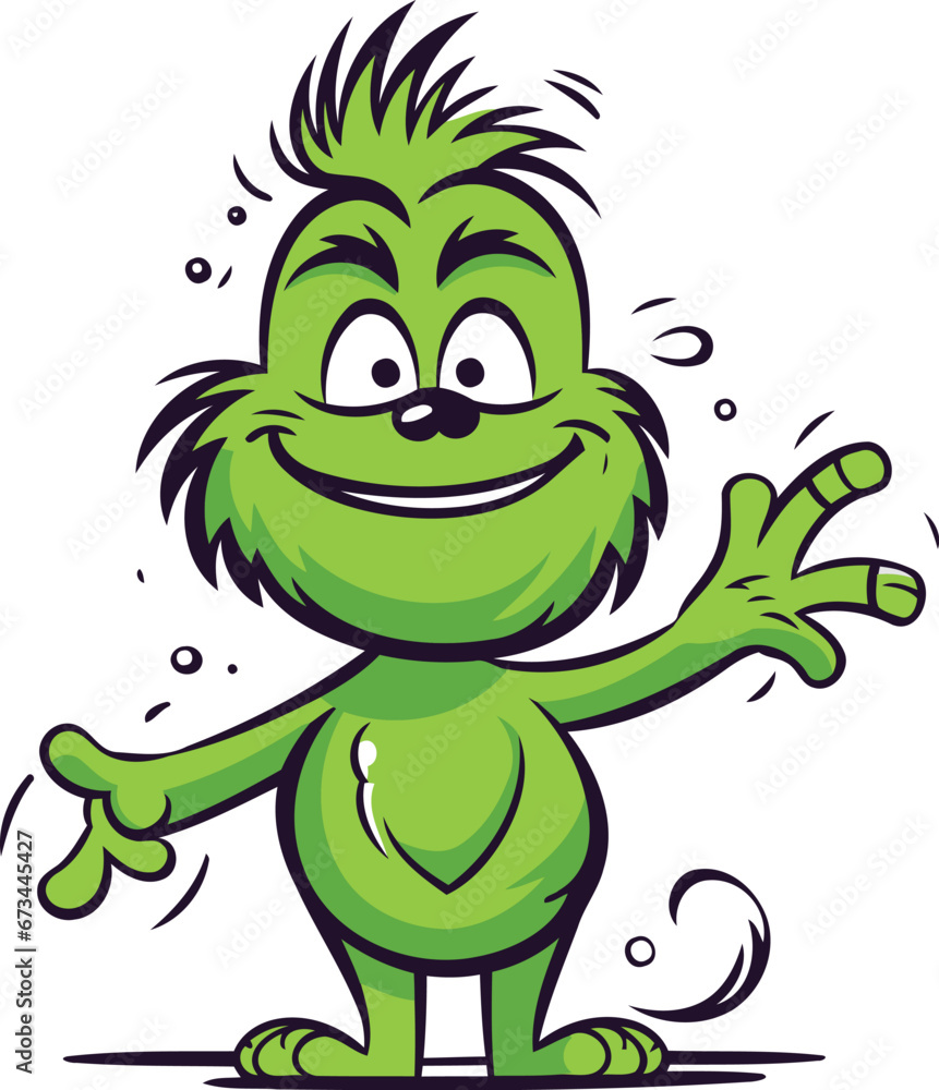 Fototapeta premium Cartoon green monster isolated on a white background. Vector illustration.