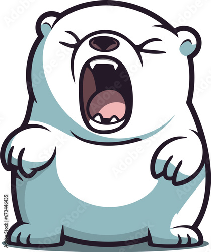 Angry Polar Bear Cartoon Mascot Character Vector Illustration.