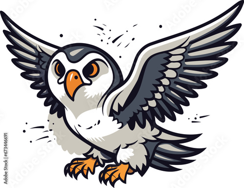 Vector image of a flying owl on a white background. Vector illustration. © Ehtisham