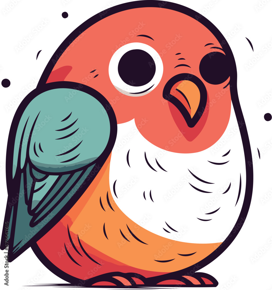 Vector illustration of cute cartoon red bird. Isolated on white background. Vector illustration of cute cartoon red bird. Isolated on white background.