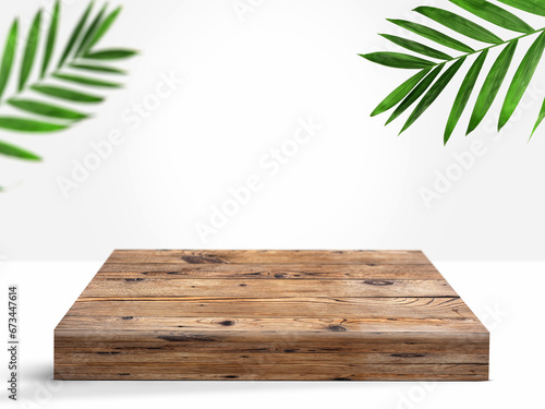 Infinity studio backdrop background with wooden podium Top viewfor product display
 photo