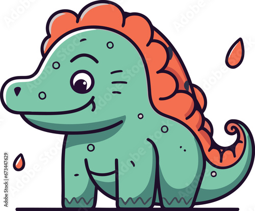 Cute cartoon dinosaur. Vector illustration of a funny dinosaur character.