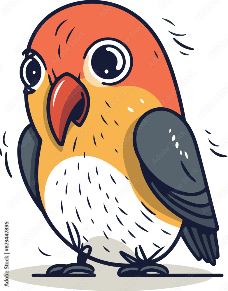 Vector illustration of a cute little bird. Isolated on white background. Vector illustration of a cute little bird. Isolated on white background.