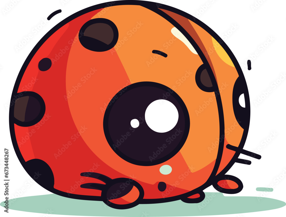 Fototapeta premium Cute cartoon ladybug isolated on white background. Vector illustration.