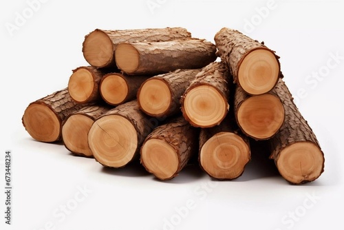 stack of firewood isolated on white blank background