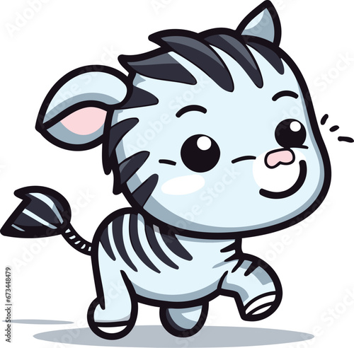 Zebra cartoon character vector design. Cute kawaii zebra mascot.