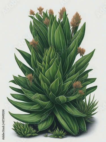 a drawing of an aloe vera plant with green leaves © Ipixeler
