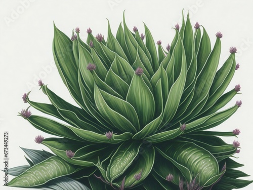 a drawing of an aloe vera plant with green leaves