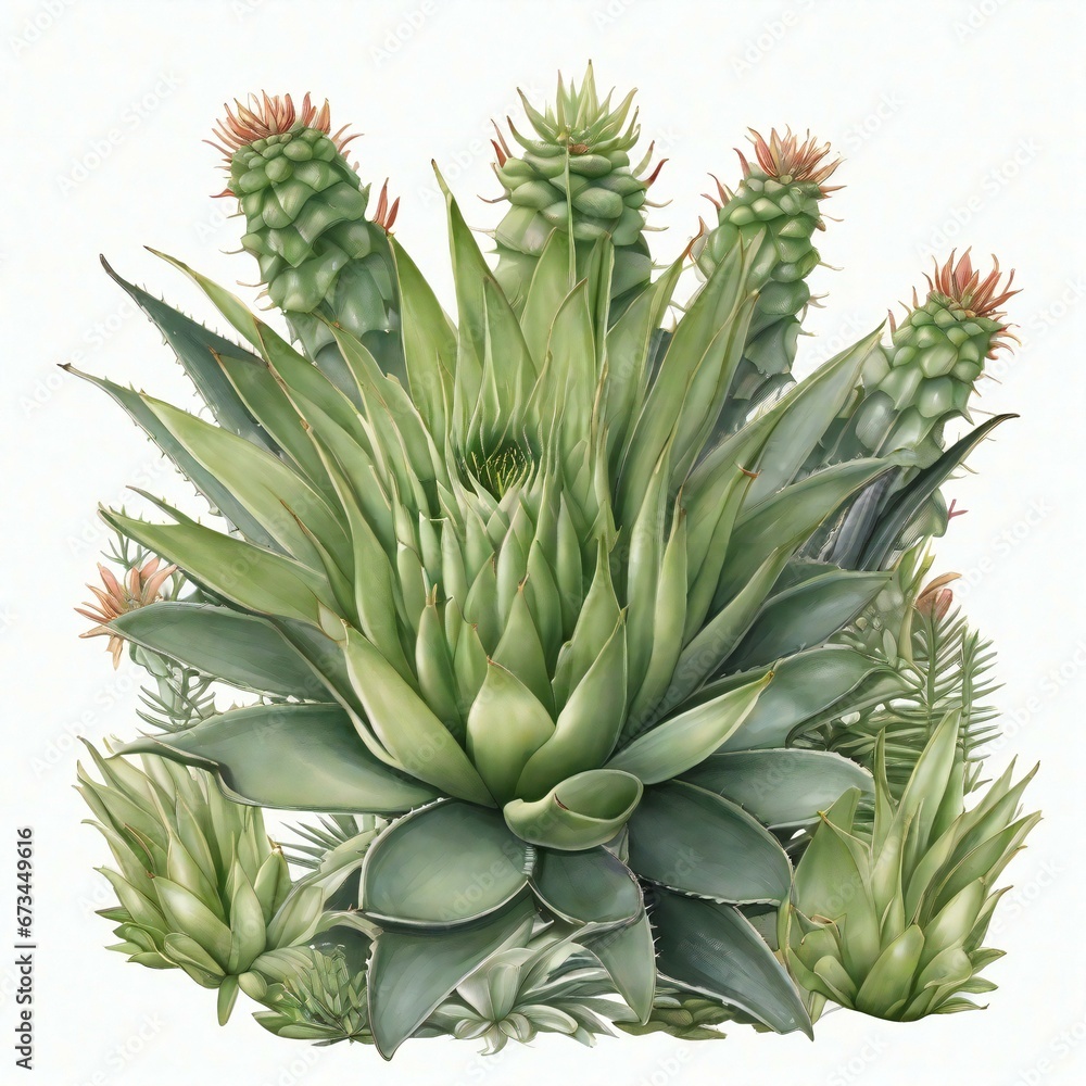 a drawing of an aloe vera plant with green leaves