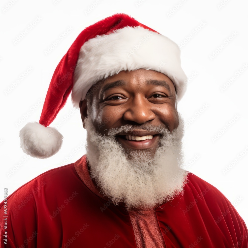 Portrait of a Afro american Santa claus on white background Portrait of a Afro american Santa claus on white background
