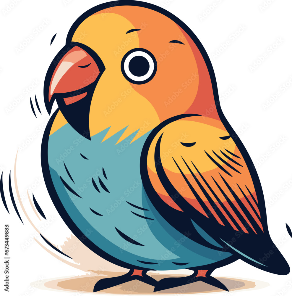 Vector illustration of a cute cartoon parrot. Isolated on white background. Vector illustration of a cute cartoon parrot. Isolated on white background.