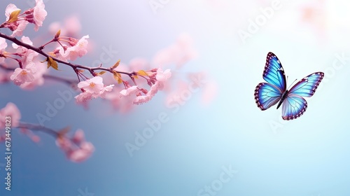 Beautiful blue and white butterfly perched on vibrant pink flower © Creative Canvas