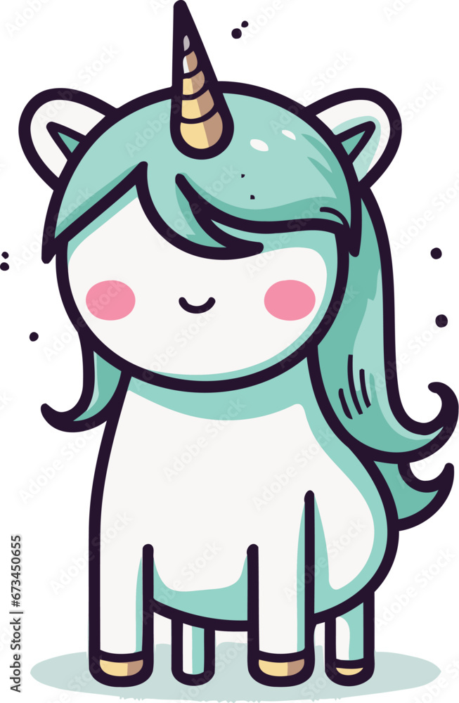 Fototapeta premium Cute unicorn. Vector illustration. Isolated on white background.