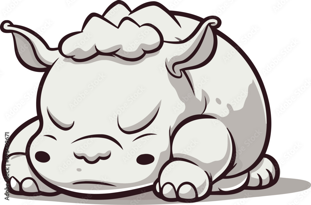Illustration of a Cute Rhinoceros Sleeping Cartoon Character Illustration of a Cute Rhinoceros Sleeping Cartoon Character