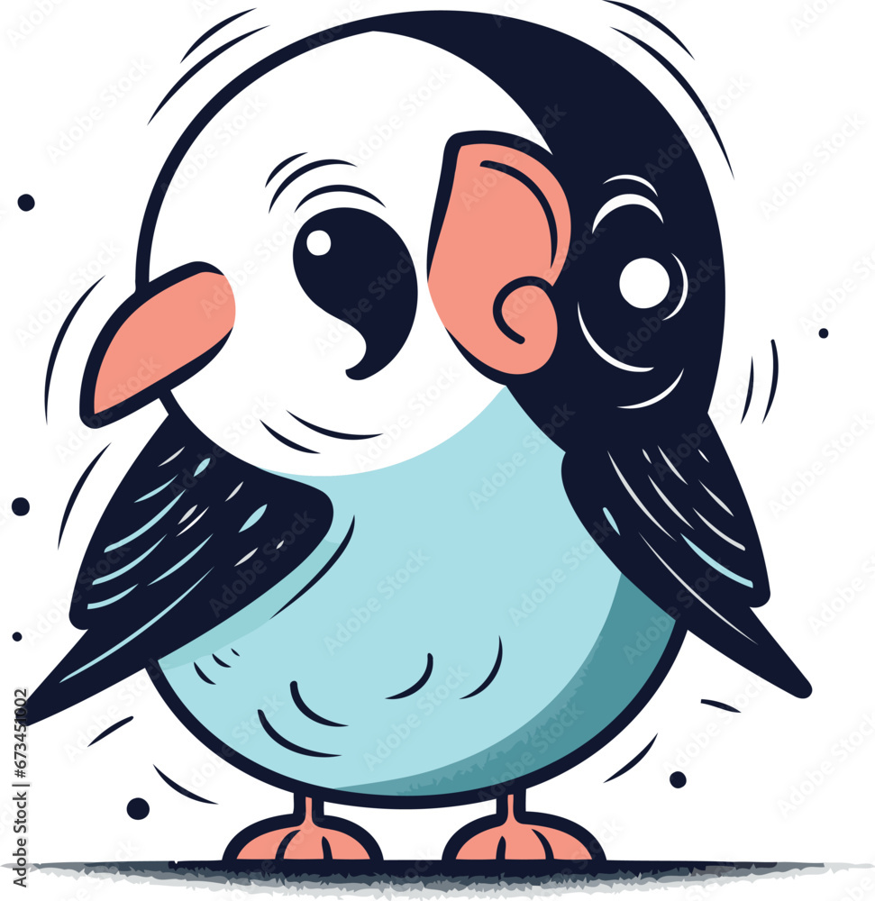 Cute cartoon penguin. Vector illustration isolated on white background. Cute cartoon penguin. Vector illustration isolated on white background.