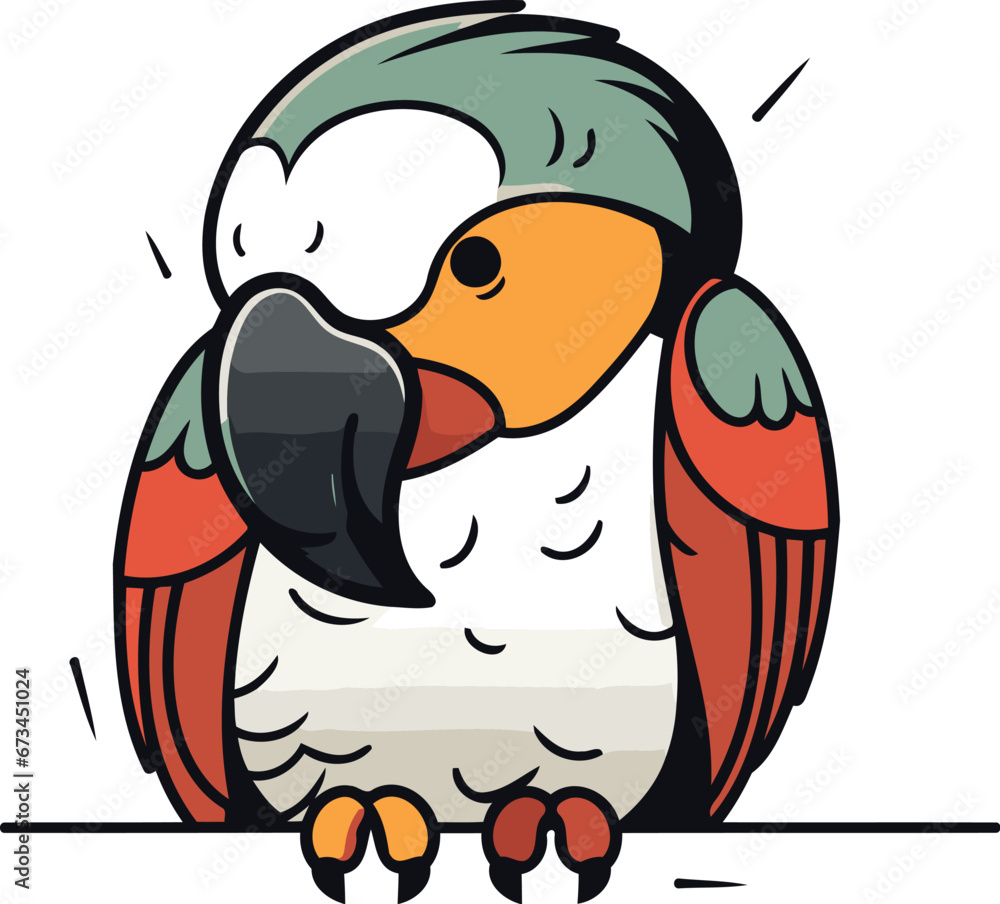 Cute macaw parrot cartoon vector illustration isolated on white background. Cute macaw parrot cartoon vector illustration isolated on white background.