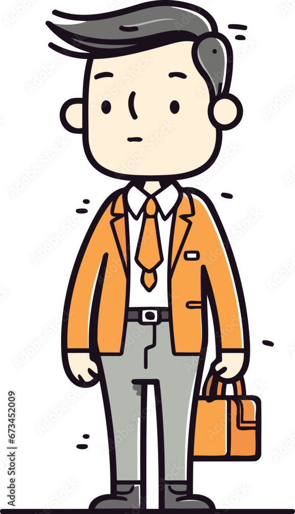 Character illustration design. Businessman with briefcase. cartoon.eps