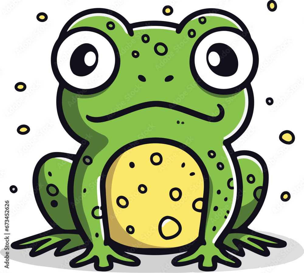 Obraz premium Frog with big eyes on a white background. Vector illustration.