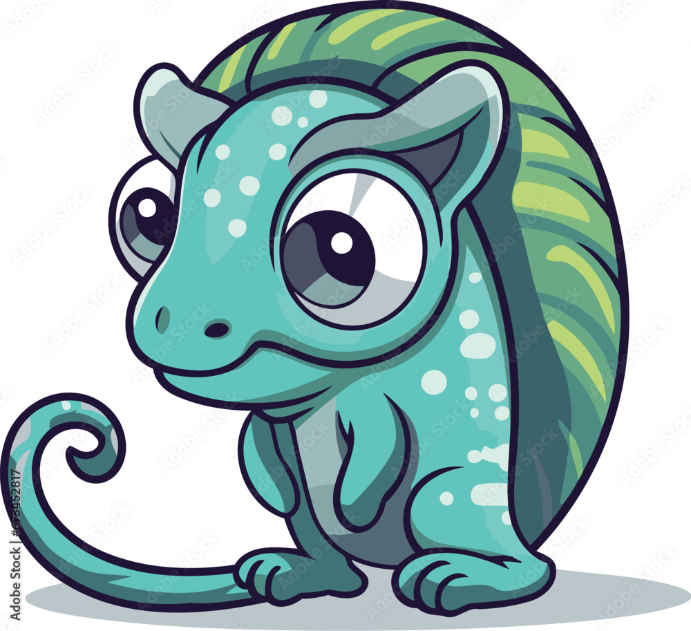 Cute little chameleon isolated on a white background vector illustration