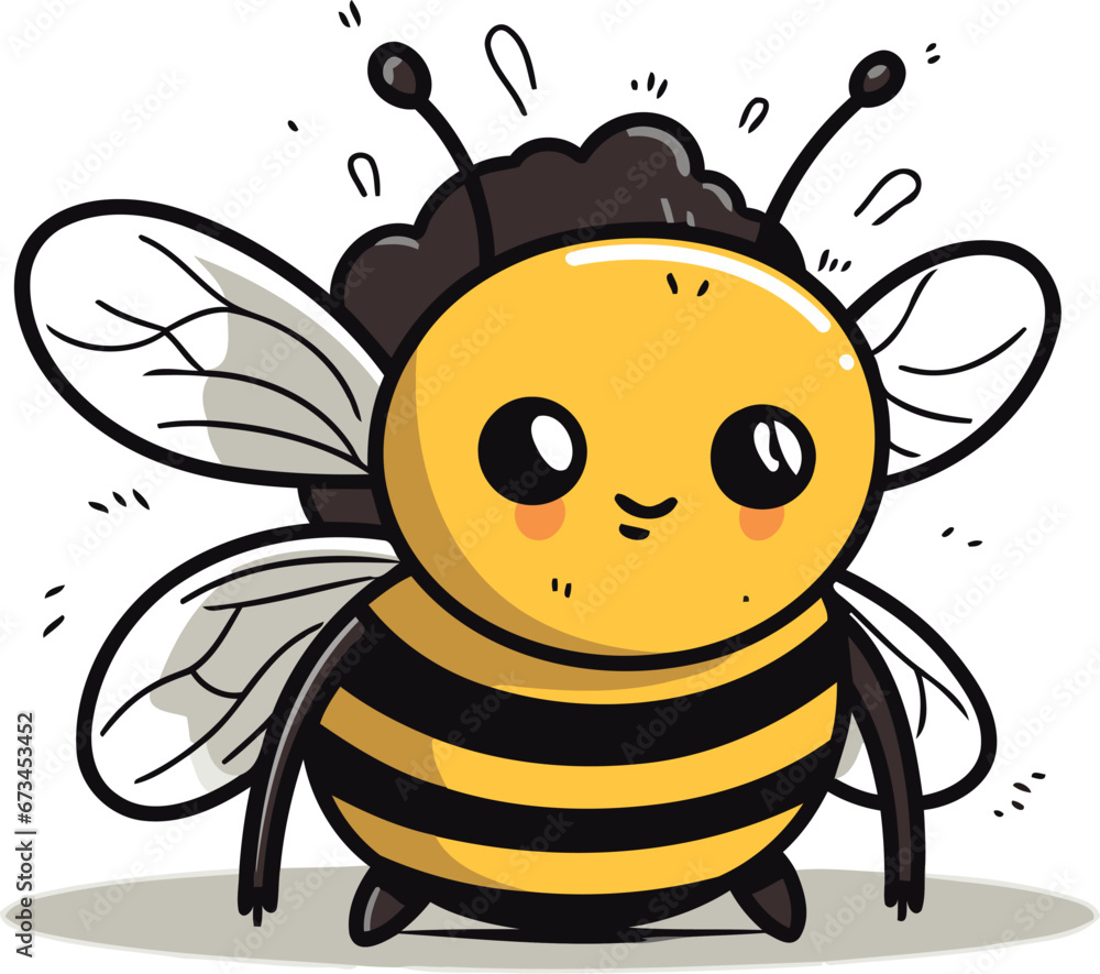 Cute cartoon bee. Vector illustration isolated on a white background. Cute cartoon bee. Vector illustration isolated on a white background.