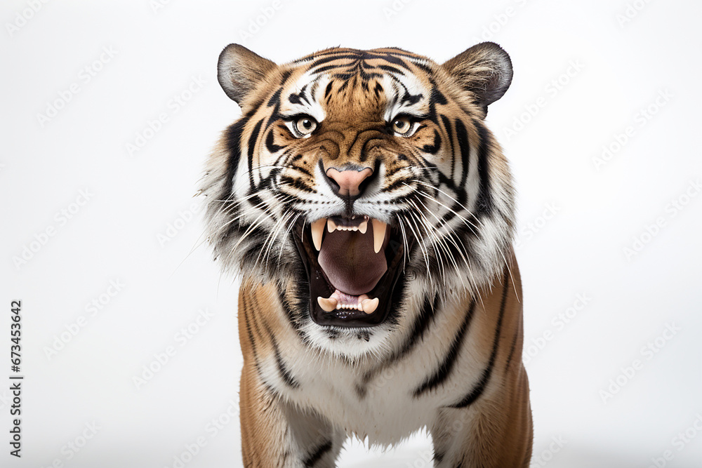 Fototapeta premium Tiger, Tiger Isolated In White, Tiger In White Background