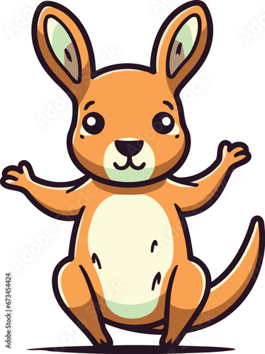 Kangaroo. Cute cartoon kangaroo. Vector illustration.