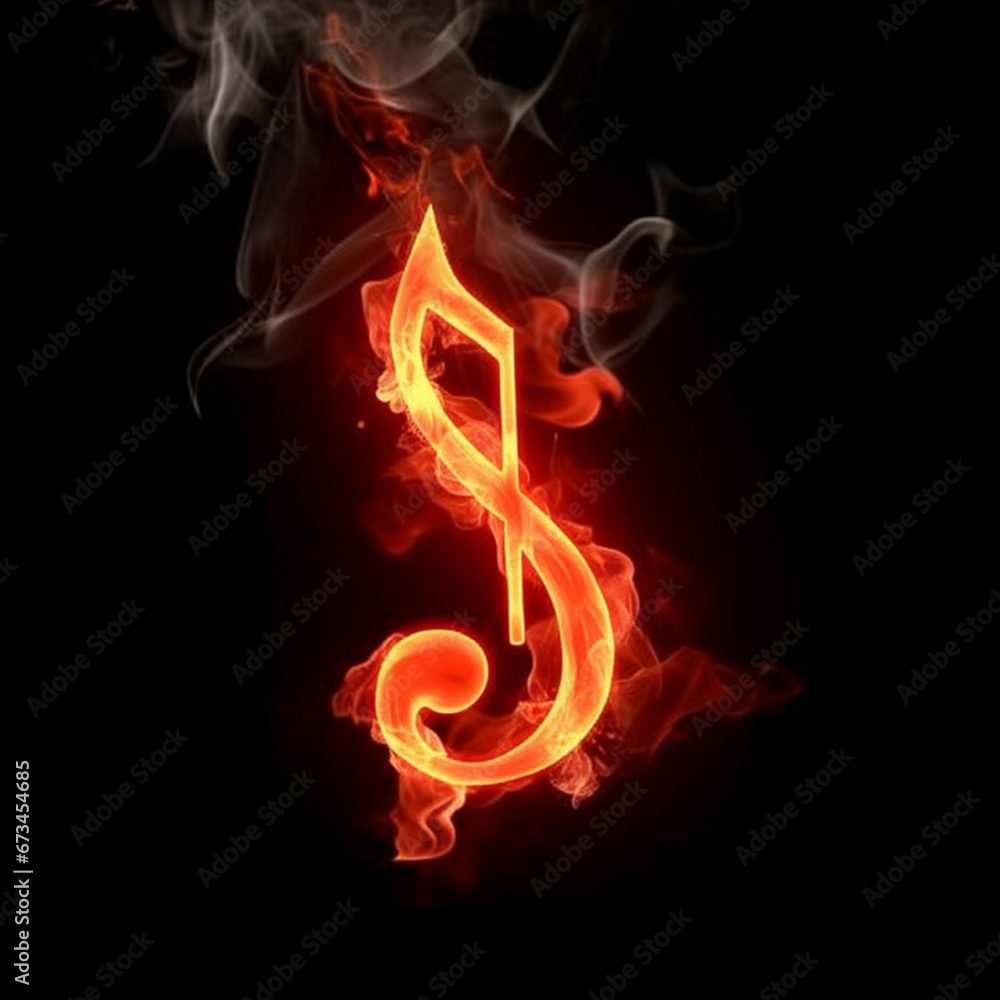 Treble clef - Series of fiery illustrations Treble clef - Series of fiery illustrations
